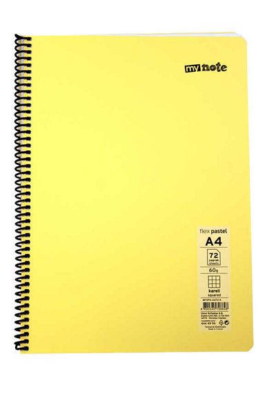 Mynote Flex A4 72 Sheets Checked Spiral Plastic Cover Notebook Pastel