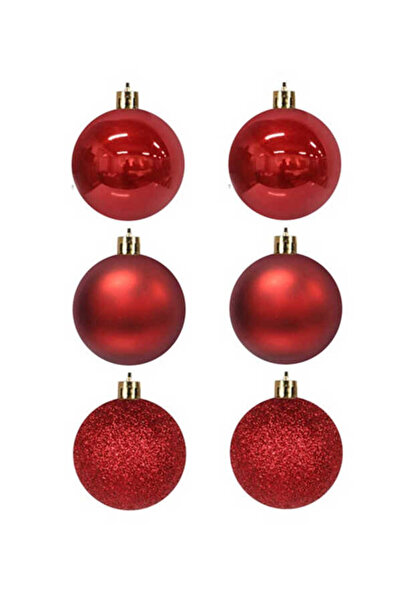 HOBİMOBİ Uzy 2260 Ornament de Crăciun Minge de pin roșu 3,5 cm 6 buc