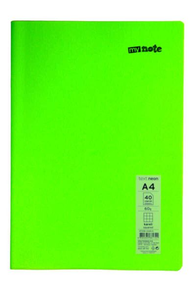 Mynote Text Neon A4 40 Sheets Checked Plastic Cover Notebook