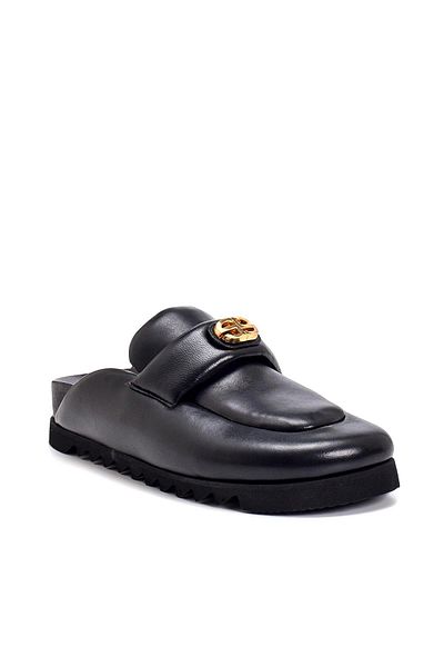 Sofia Baldi Udyr Black Leather Women's Flat Slippers