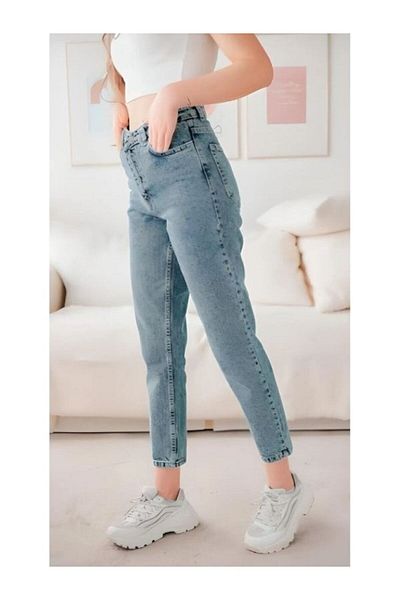 Geppetto Penolope Women - Lycra Mom Jean, Snow Washing Effect