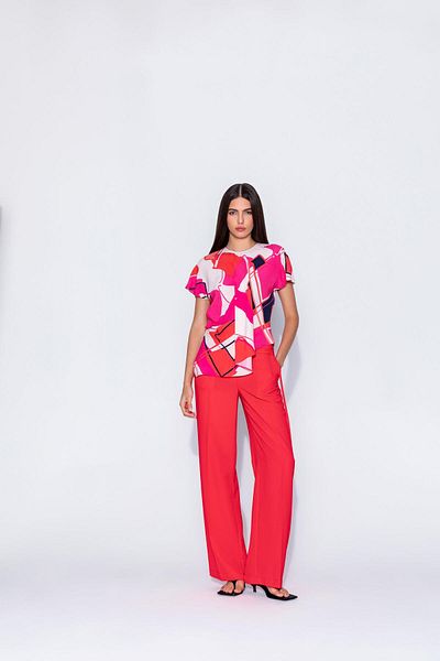 KAMEYA GEOMETRIC PATTERN COLORFUL BLUZ 24S10462
