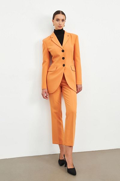 Setre Peach Button Detailed Long Jacket and Trousers Suit