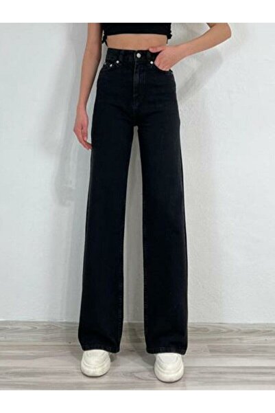 Geppetto Penolope Women's - Black Lycra, Super High Waist Loose Palazzo Jeans