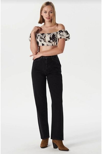 Geppetto Penolope Women's - Black Power Lycra Straight Jeans, High Waist Recovery