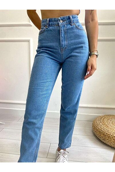 Geppetto Penolope Women - Blugi Mom cu talie super înaltă Lycra albastru mediu