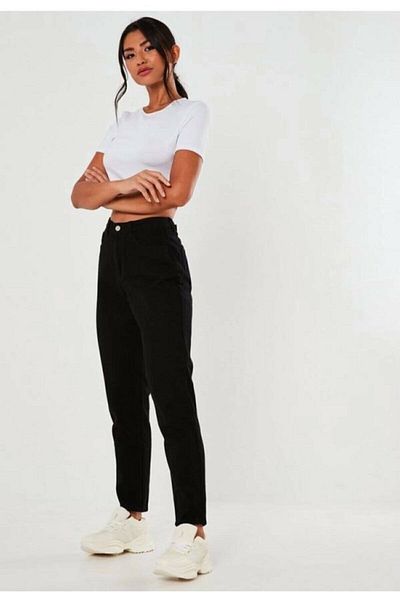 Geppetto Penolope Leo Zero Women's Slim Fit Black Mom Jean Trousers