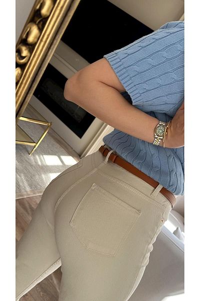 Geppetto Penolope Women - Blugi Ecru Momfit Lycra