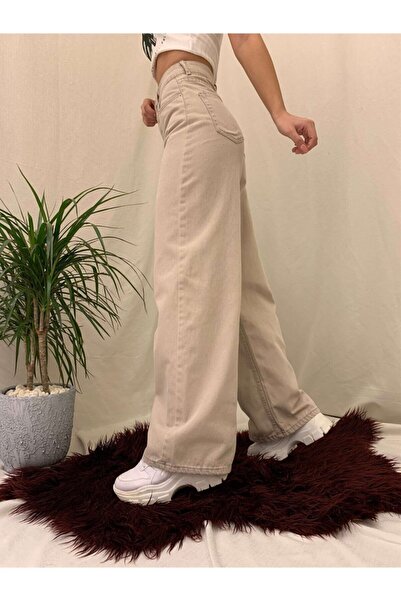 Geppetto Penolope Beige Loose Femei Mom Jean