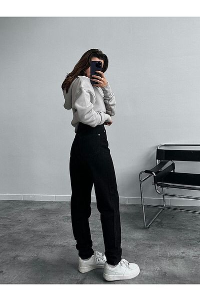 Geppetto High Waist Lycra Black Mom Jean - Penolope Leo C599