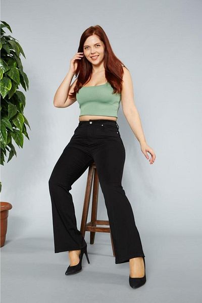 Geppetto Penolope Women's Women's Black Flared Leg High Waist Denim Pants Jeans