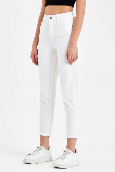 Geppetto Джинси з високою талією, білі - Penolope, жіночі, на ґудзиках, однотонні, 2024