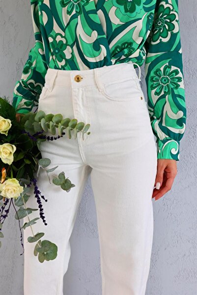 Geppetto Penolope Women's - Uton Gold White Buttoned Jean