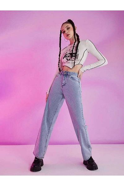 Geppetto Penolope Blugi de damă Vanessa, albaștri, cu talie înaltă, pantaloni largi din denim, pantaloni largi, blugi 2024