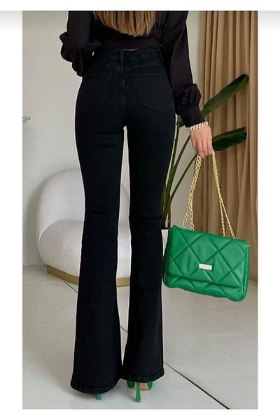 Geppetto Penolope Women's Flare Jeans Black Spanish High Waist Stretch Jeans (Lycra)