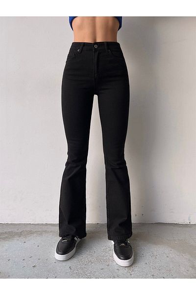 Geppetto Penolope Women - Blugi cu talie înaltă Lycra Jet Black Flare