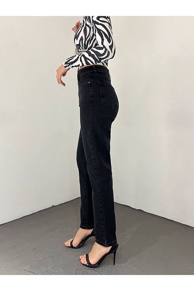 Geppetto Penolope Femei Talie Înaltă Picior Obișnuit Mom Fit Negru Femei Denim Pantaloni 2024 Jean