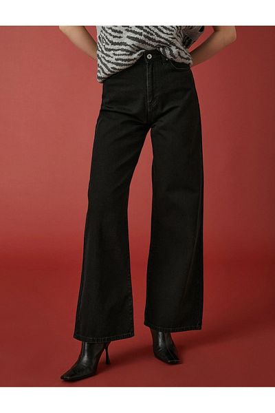 Geppetto Penolope Women's Black High Waist Lycra Wide Leg Jeans 2024