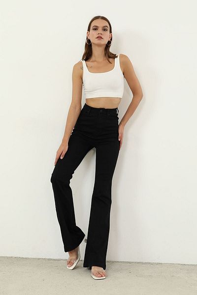 Geppetto High Waist Penolope Women's Jean Trousers - Black