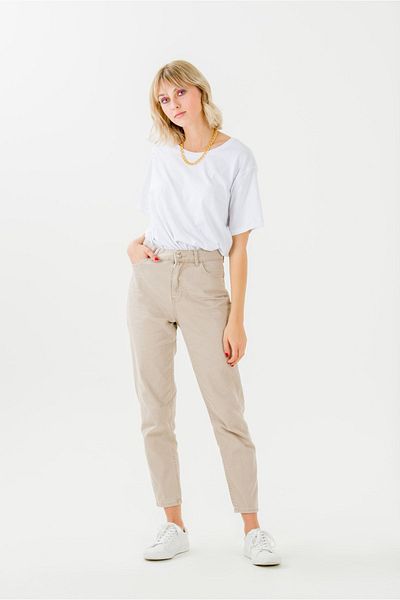 Geppetto Γυναικείο oversize τζιν σε μπεζ χρώμα Penolope