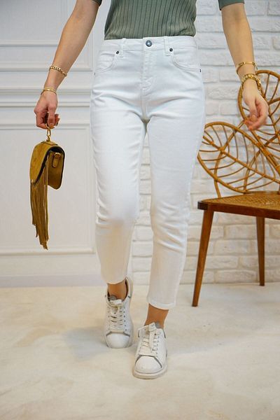 Geppetto White Mom Jean - Femei, Penolope, Talie elastică