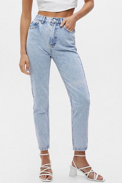 Geppetto Blugi din denim cu talie înaltă Penolope Blue - Snow Wash, Mom Boyfriend, Nou 2024
