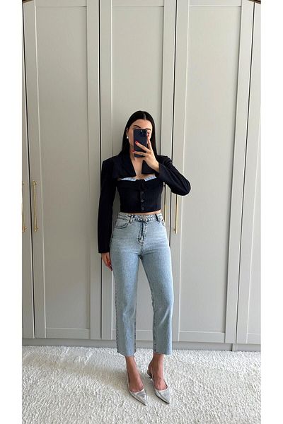 Geppetto Penolope Momfit Jean - Femei, Efect de spălare pe zăpadă