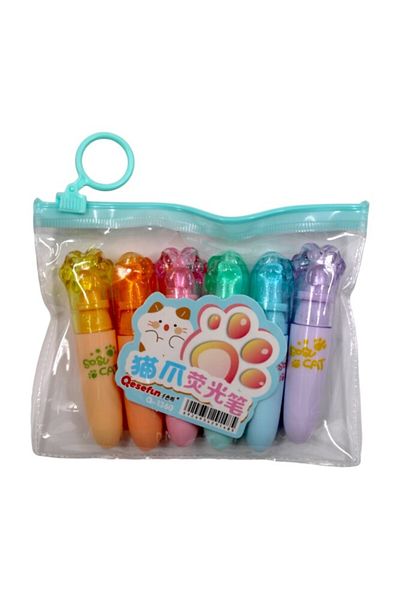 Kırtasiye Ofisi 6-Piece Highlighter Set - With Paw Head, Q-1360