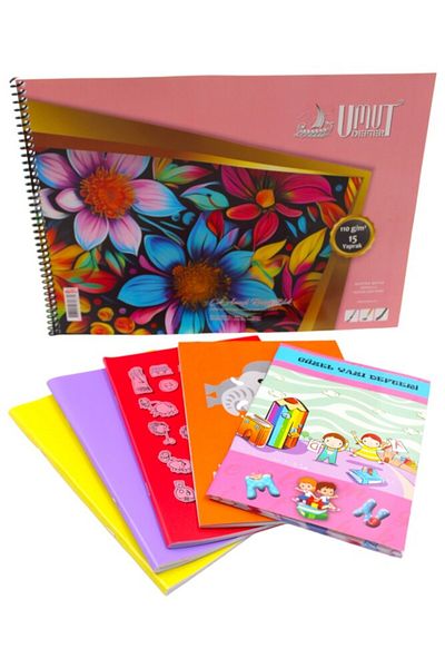 Kırtasiye Ofisi Large Pack of 6 - 2 Lined 1 Checked Notebook Set for Primary School Creative Minds