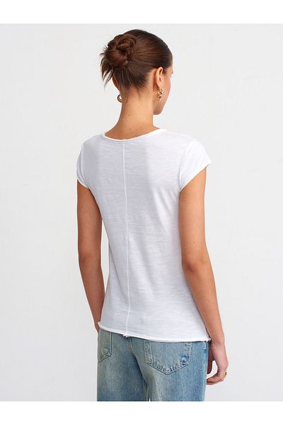 Dilvin 30699 Cotton T-shirt-White