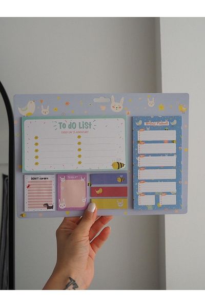 Planet Butik Large Post-it Set - Weekly Planner Design, Bird