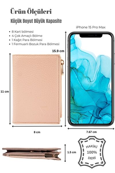 TANGCARF Hakiki Deri Kadın Cüzdan | Lira 1101 Pudra