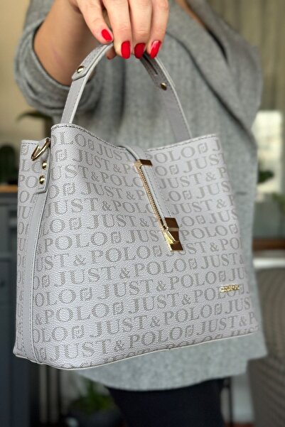 GALB LEATHER حقيبة كتف نسائية من Just Polo للموسم الجديد - رمادي بأسلوب وذو ج...