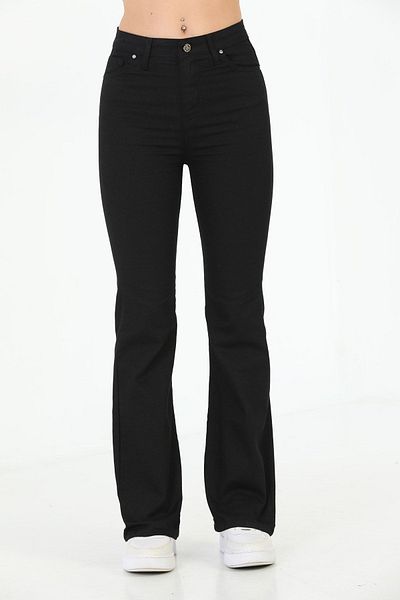 Geppetto Penolope Femei Pantaloni negri din lycra elastic cu picior evazat (CUMPĂRĂ 1 MĂRIME MARE) Jean