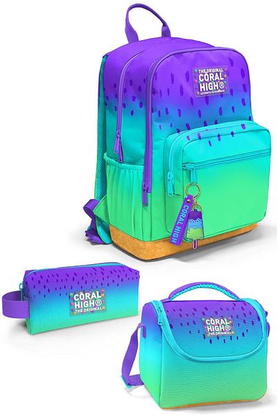 Coral High Set de 3 geanți de școală de culoare violet liliac - 3SET23637