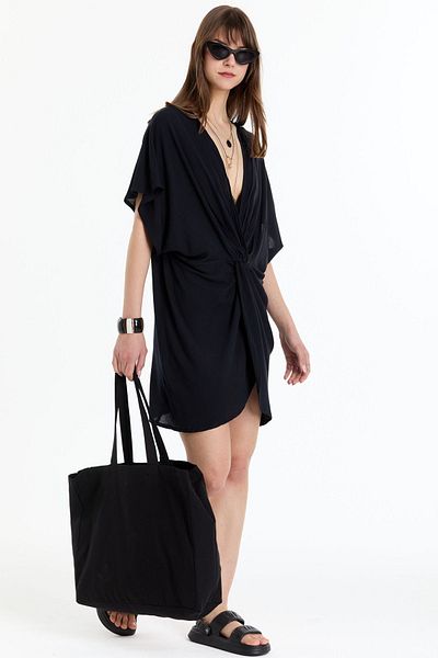 Kyron Black Pareo Women's Dress - Comfortable and Stylish, Beach and Pool Clothing