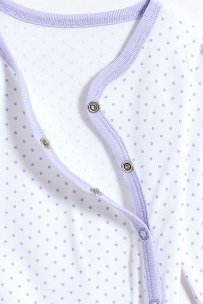 Gambino 100% Cotton Polka Dot Footed Baby Girl Romper - White