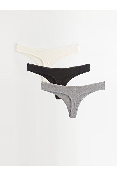 LC Waikiki Lcw Dream New Black Plain Thong Panties 3 Pack