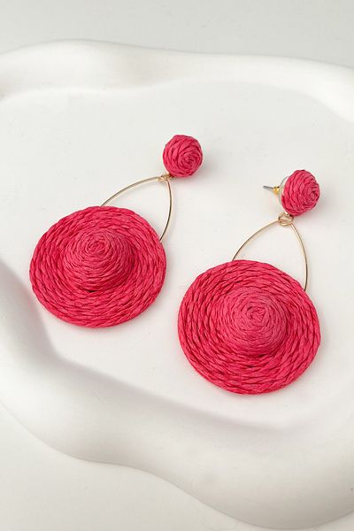 Modex Hat Model Straw Braid Earrings(Width:4Cm Length:8Cm)