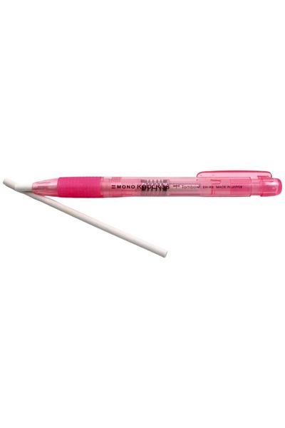 Tombow Eh-ke Mono Knock Pen - Transparent Pink with 1 Eraser Gift