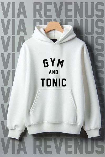 Vordevia Gym Tonic Printed - 3 Thread Kangaroo Pocket Oversize Hooded Sweatshirt