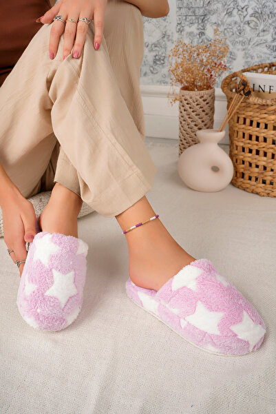 StWenn Plyšové dámské domácí pantofle - s věnem a detailem svazku, bezhlučná silná podrážka