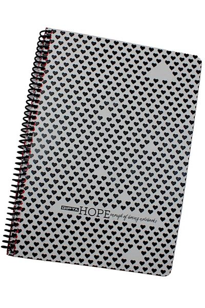 Gıpta Hope 19x26 Black Heart Patterned Spiraled Leaf Cardboard Cover - 80 Model 1195