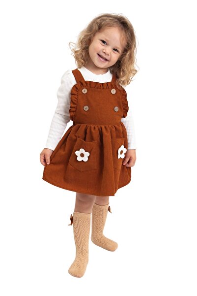 Nehirim Kids Kız Çocuk %100 Pamuk Uzun Kollu Badili Sonbahar Ve Kışlık Kahver...