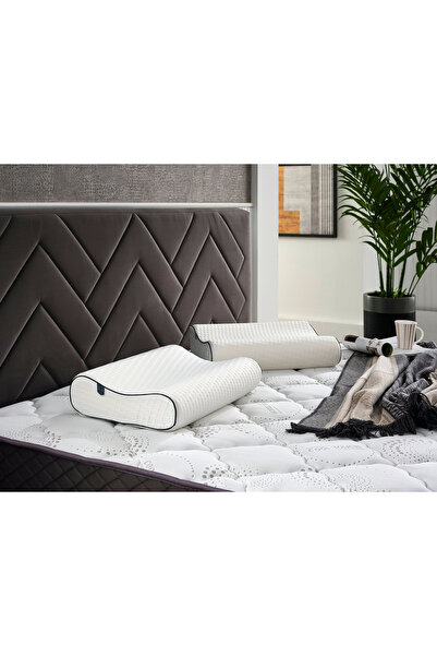 BEST EV TEKSTİLİ Yüksek Boyun Destekli Ortopedik Yastık Çift Boyun Destekli V...