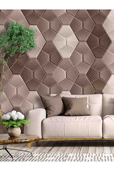 dreamwall Duvar Kağıdı 3 Boyutlu Geometrik Mozaik Desenli Silinebilir Tekstil...