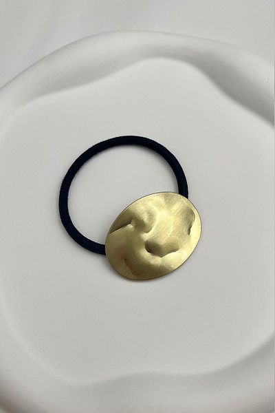 Modex Gold Color Curved Oval Metal Rubber Buckle (Size:4 cm)