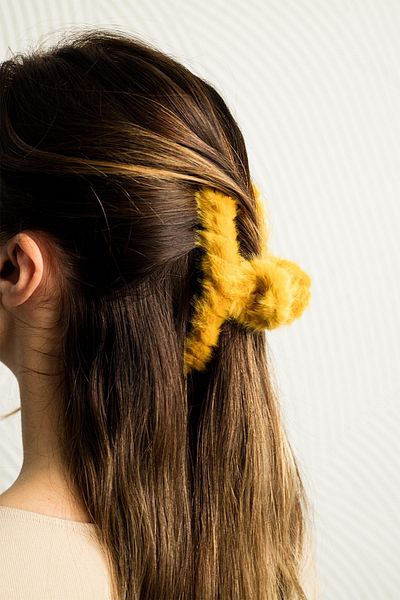 Modex Yellow Soft Plush Peg Hair Clip