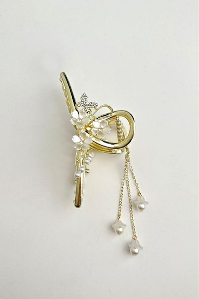 Modex Gold Rng Double Sided Flower Butterfly Detailed Latch Buckle 11cm