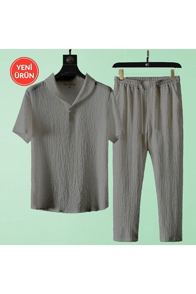 Rex Darius Bürümcük Alaçatı Model Krilkıl Fabric Summer Lycra Unisex Women's Men's Short Sleeve T-Shirt Tracksuit Suit